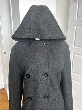 Fitzwright Reversible 80% Wool 75% Silk Hooded Coat Size 8